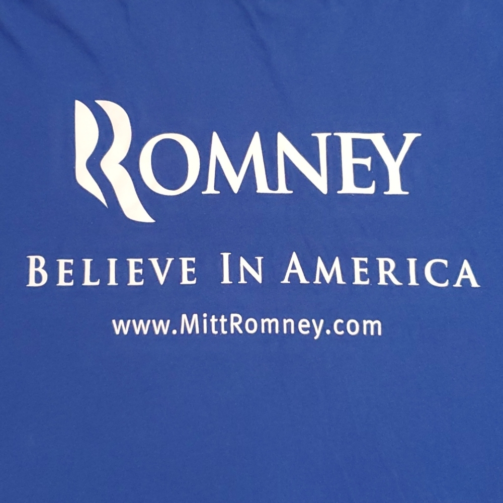 MITT ROMNEY 'Believe in America' blue short sleeve ommemorative graphic tee 2XL